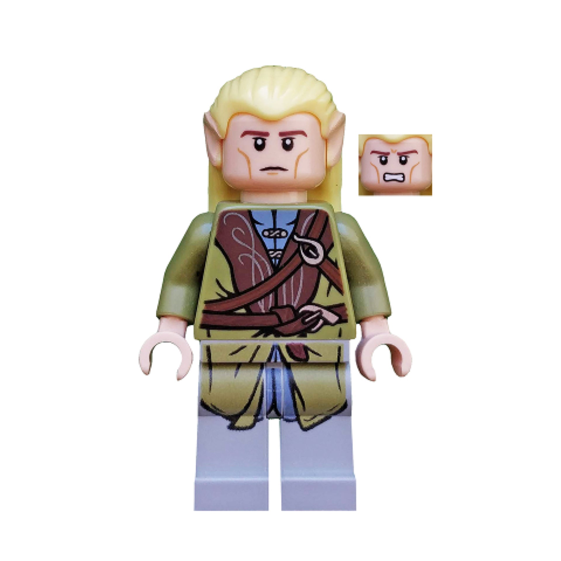 lor015 Legolas - Olive Green Robe, Long Cheek Lines
