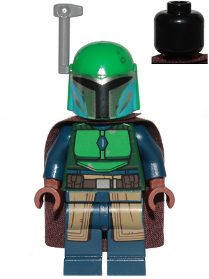 Mandalorian Tribe Warrior - Female, Dark Brown Cape, Green Helmet with Antenna / Rangefinder Item No: sw1078